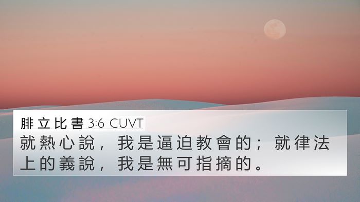 腓 立 比 書 3:6 CUVT Bible Verse Image