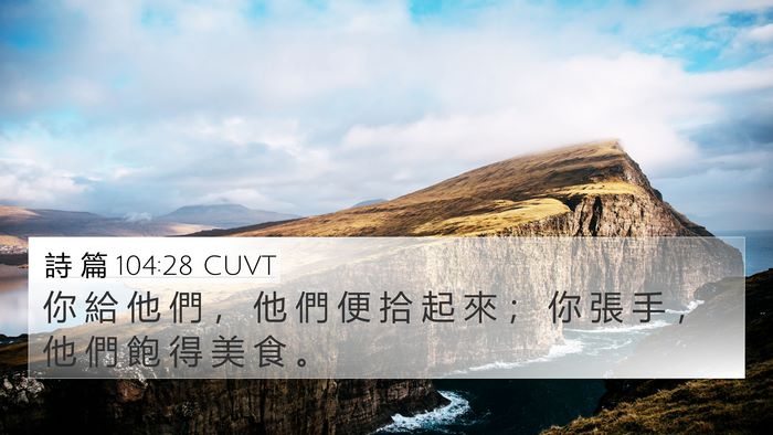 詩 篇 104:28 CUVT 4K Wallpaper - 你 給 他 們 ， 他 們 便 拾 起 來 ； - 4K Wallpaper Bible Verse