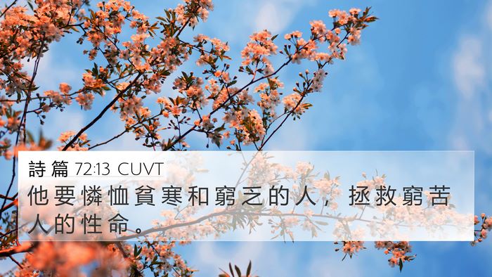 詩 篇 72:13 CUVT 4K Wallpaper - 他 要 憐 恤 貧 寒 和 窮 乏 的 人 ， - 4K Wallpaper Bible Verse