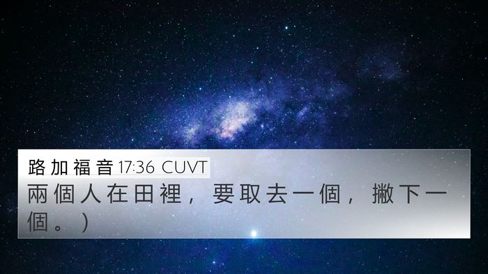 路 加 福 音 17:36 CUVT 4K Wallpaper - 兩 個 人 在 田 裡 ， 要 取 去 一 個 - 4K Wallpaper Bible Verse