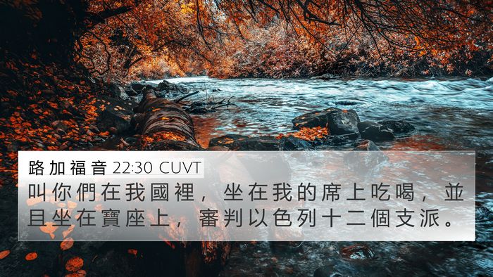 路 加 福 音 22:30 CUVT Bible Verse Image