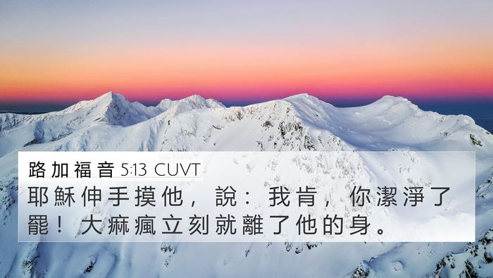 路 加 福 音 5:13 CUVT 4K Wallpaper - 耶 穌 伸 手 摸 他 ， 說 ： 我 肯 ， - 4K Wallpaper Bible Verse