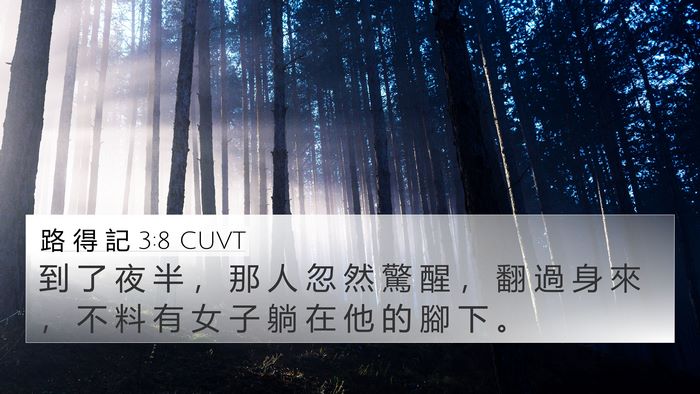 路 得 記 3:8 CUVT 4K Wallpaper - 到 了 夜 半 ， 那 人 忽 然 驚 醒 ， - 4K Wallpaper Bible Verse