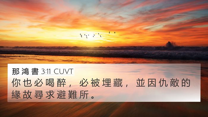 那 鴻 書 3:11 CUVT 4K Wallpaper - 你 也 必 喝 醉 ， 必 被 埋 藏 ， 並 - 4K Wallpaper Bible Verse