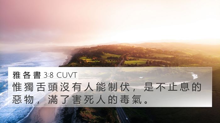 雅 各 書 3:8 CUVT 4K Wallpaper - 惟 獨 舌 頭 沒 有 人 能 制 伏 ， 是 - 4K Wallpaper Bible Verse