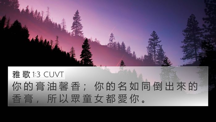 雅 歌 1:3 CUVT 4K Wallpaper - 你 的 膏 油 馨 香 ； 你 的 名 如 同 - 4K Wallpaper Bible Verse