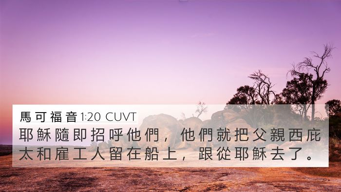 馬 可 福 音 1:20 CUVT 4K Wallpaper - 耶 穌 隨 即 招 呼 他 們 ， 他 們 就 - 4K Wallpaper Bible Verse