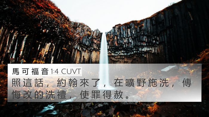 馬 可 福 音 1:4 CUVT 4K Wallpaper - 照 這 話 ， 約 翰 來 了 ， 在 曠 野 - 4K Wallpaper Bible Verse