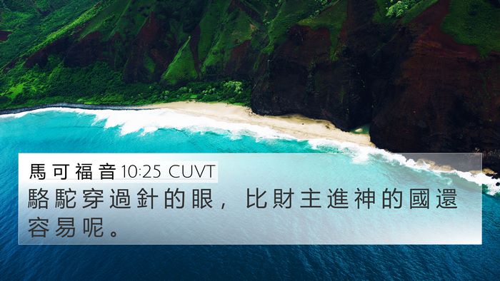馬 可 福 音 10:25 CUVT 4K Wallpaper - 駱 駝 穿 過 針 的 眼 ， 比 財 主 進 - 4K Wallpaper Bible Verse