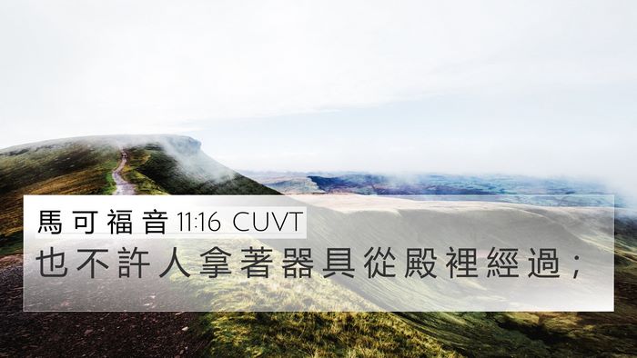 馬 可 福 音 11:16 CUVT 4K Wallpaper - 也 不 許 人 拿 著 器 具 從 殿 裡 經 - 4K Wallpaper Bible Verse