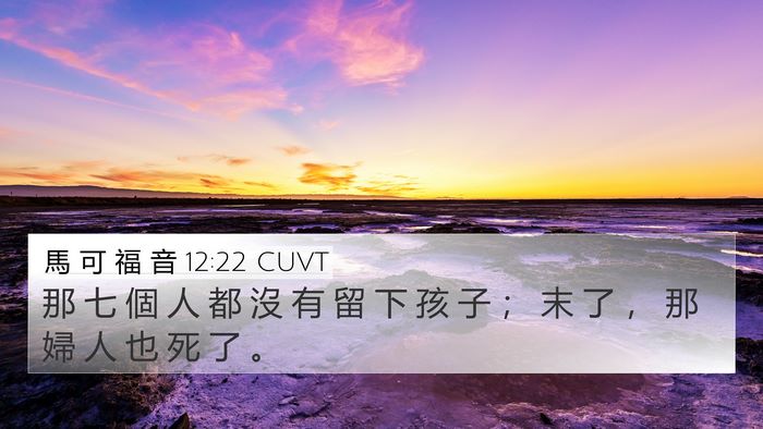 馬 可 福 音 12:22 CUVT 4K Wallpaper - 那 七 個 人 都 沒 有 留 下 孩 子 ； - 4K Wallpaper Bible Verse