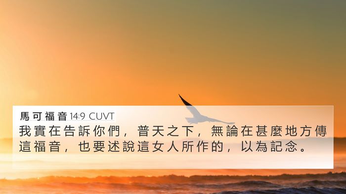 馬 可 福 音 14:9 CUVT 4K Wallpaper - 我 實 在 告 訴 你 們 ， 普 天 之 下 - 4K Wallpaper Bible Verse