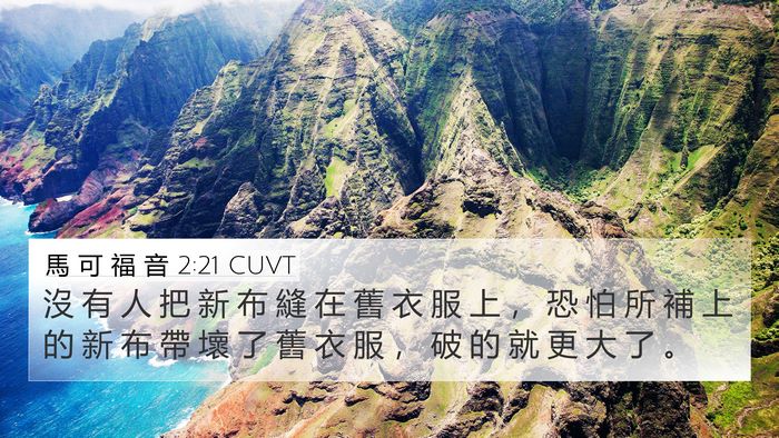 馬 可 福 音 2:21 CUVT 4K Wallpaper - 沒 有 人 把 新 布 縫 在 舊 衣 服 上 - 4K Wallpaper Bible Verse