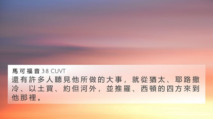 馬 可 福 音 3:8 CUVT Bible Verse Image