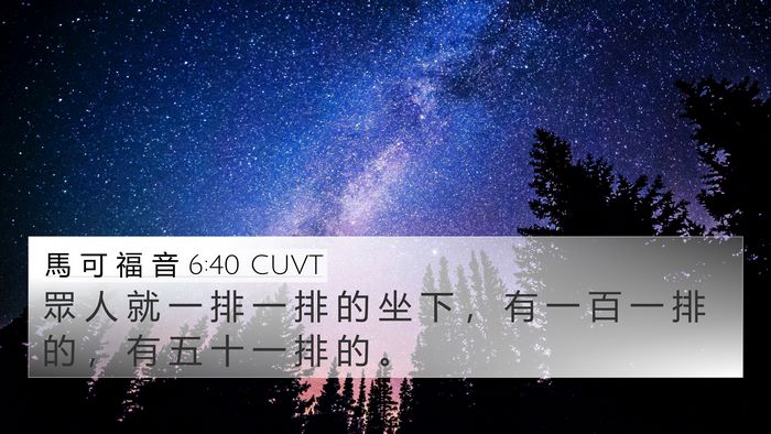 馬 可 福 音 6:40 CUVT 4K Wallpaper - 眾 人 就 一 排 一 排 的 坐 下 ， 有 - 4K Wallpaper Bible Verse