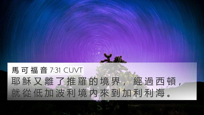 馬 可 福 音 7:31 CUVT 4K Wallpaper - 耶 穌 又 離 了 推 羅 的 境 界 ， 經 - 4K Wallpaper Bible Verse