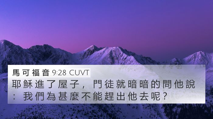 馬 可 福 音 9:28 CUVT Bible Verse Image