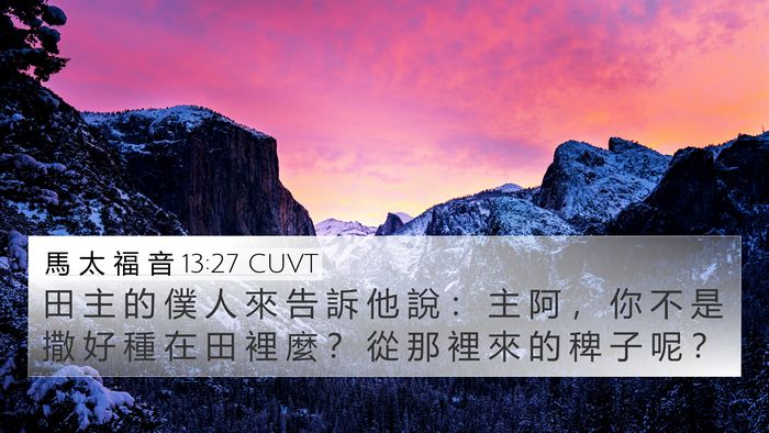 馬 太 福 音 13:27 CUVT 4K Wallpaper - 田 主 的 僕 人 來 告 訴 他 說 ： 主 - 4K Wallpaper Bible Verse