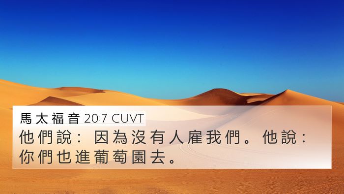 馬 太 福 音 20:7 CUVT 4K Wallpaper - 他 們 說 ： 因 為 沒 有 人 雇 我 們 - 4K Wallpaper Bible Verse