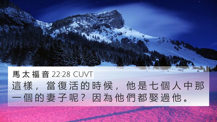馬 太 福 音 22:28 CUVT 4K Wallpaper - 這 樣 ， 當 復 活 的 時 候 ， 他 是 - 4K Wallpaper Bible Verse