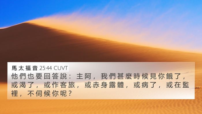 馬 太 福 音 25:44 CUVT Bible Verse Image