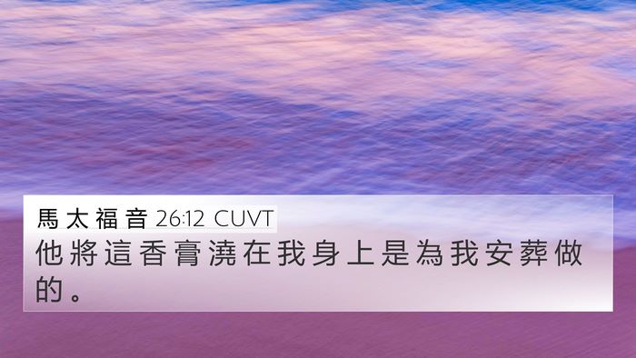 馬 太 福 音 26:12 CUVT Bible Verse Image