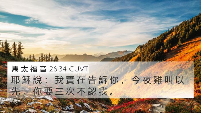馬 太 福 音 26:34 CUVT Bible Verse Image