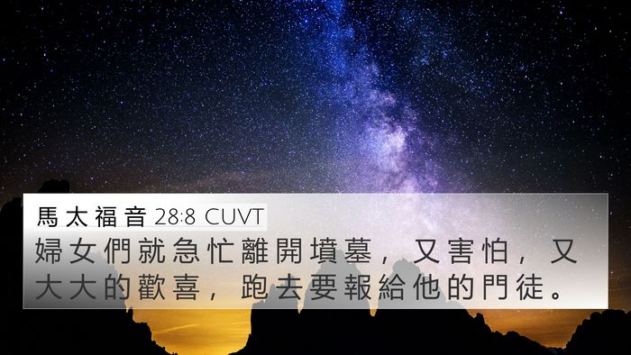 馬 太 福 音 28:8 CUVT Bible Verse Image
