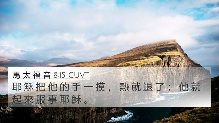 馬 太 福 音 8:15 CUVT 4K Wallpaper - 耶 穌 把 他 的 手 一 摸 ， 熱 就 退 - 4K Wallpaper Bible Verse