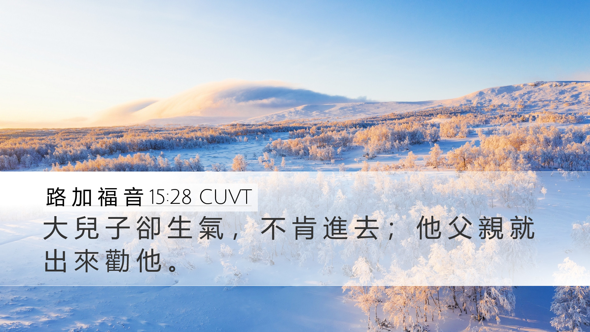 路 加 福 音 15:28 CUVT Desktop Wallpaper - 大 兒 子 卻 生 氣 ， 不 肯 進 去