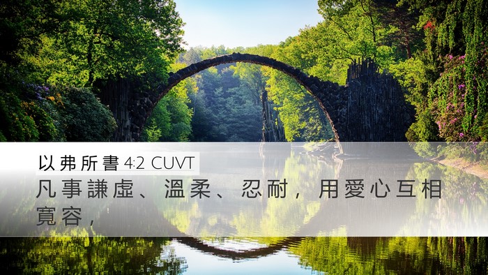 以 弗 所 書 4:2 CUVT Desktop Wallpaper - 凡 事 謙 虛 、 溫 柔 、 忍 耐 ， 用 - Desktop Bible Verse Wallpaper