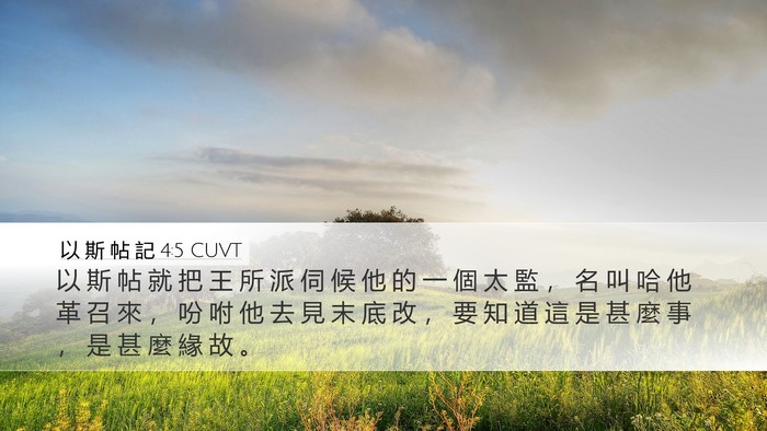 以 斯 帖 記 4:5 CUVT Bible Verse Image