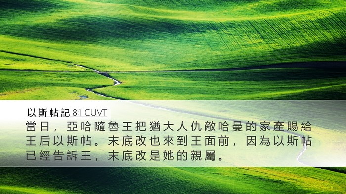 以 斯 帖 記 8:1 CUVT Desktop Wallpaper - 當 日 ， 亞 哈 隨 魯 王 把 猶 大 人 - Desktop Bible Verse Wallpaper
