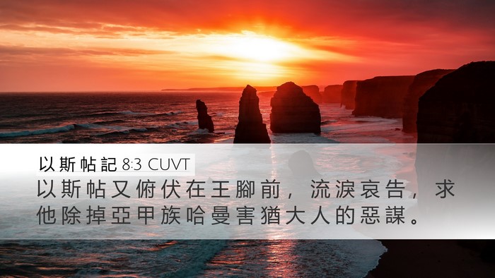 以 斯 帖 記 8:3 CUVT Bible Verse Image