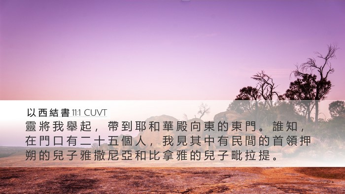 以 西 結 書 11:1 CUVT Desktop Wallpaper - 靈 將 我 舉 起 ， 帶 到 耶 和 華 殿 - Desktop Bible Verse Wallpaper