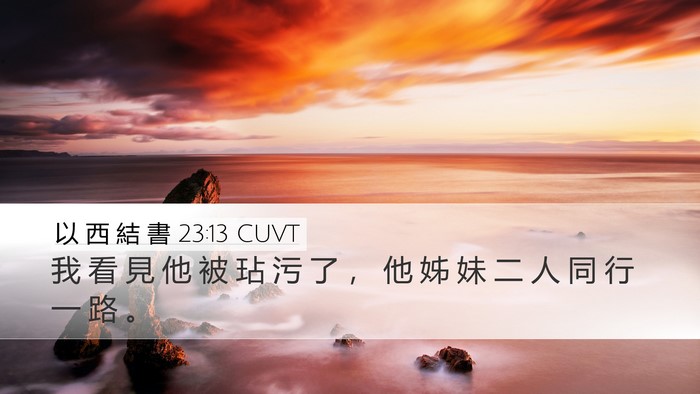 以 西 結 書 23:13 CUVT Desktop Wallpaper - 我 看 見 他 被 玷 污 了 ， 他 姊 妹 - Desktop Bible Verse Wallpaper