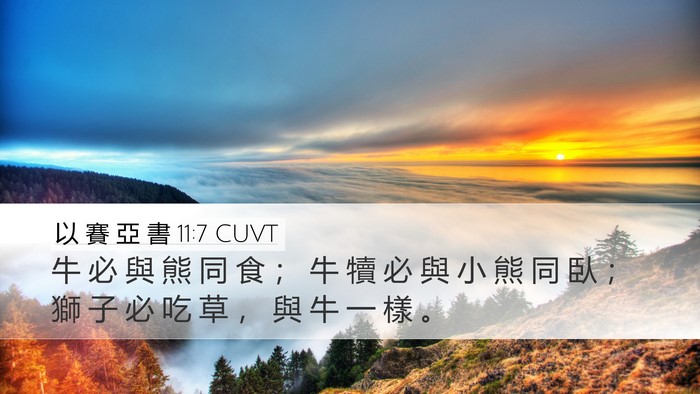 以 賽 亞 書 11:7 CUVT Desktop Wallpaper - 牛 必 與 熊 同 食 ； 牛 犢 必 與 小 - Desktop Bible Verse Wallpaper