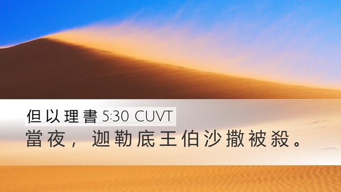 但 以 理 書 5:30 CUVT Desktop Wallpaper - 當 夜 ， 迦 勒 底 王 伯 沙 撒 被 殺 - Desktop Bible Verse Wallpaper
