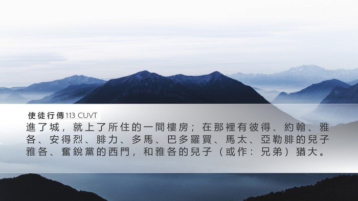 使 徒 行 傳 1:13 CUVT Bible Verse Image