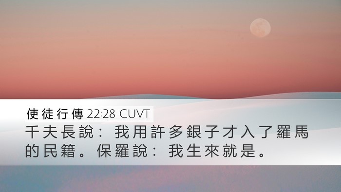 使 徒 行 傳 22:28 CUVT Desktop Wallpaper - 千 夫 長 說 ： 我 用 許 多 銀 子 才 - Desktop Bible Verse Wallpaper