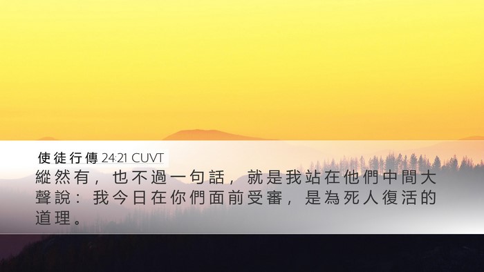 使 徒 行 傳 24:21 CUVT Desktop Wallpaper - 縱 然 有 ， 也 不 過 一 句 話 ， 就 - Desktop Bible Verse Wallpaper