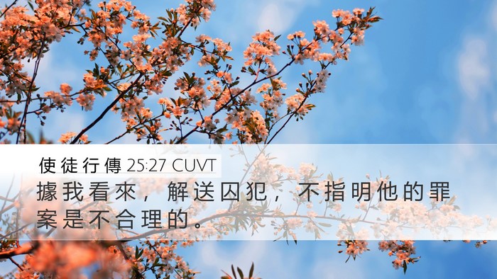 使 徒 行 傳 25:27 CUVT Desktop Wallpaper - 據 我 看 來 ， 解 送 囚 犯 ， 不 指 - Desktop Bible Verse Wallpaper
