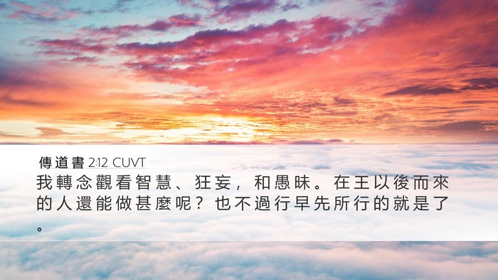 傳 道 書 2:12 CUVT Desktop Wallpaper - 我 轉 念 觀 看 智 慧 、 狂 妄 ， 和 - Desktop Bible Verse Wallpaper