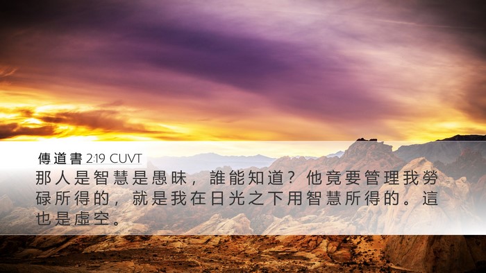 傳 道 書 2:19 CUVT Desktop Wallpaper - 那 人 是 智 慧 是 愚 昧 ， 誰 能 知 - Desktop Bible Verse Wallpaper