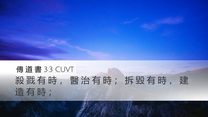 傳 道 書 3:3 CUVT Desktop Wallpaper - 殺 戮 有 時 ， 醫 治 有 時 ； 拆 毀 - Desktop Bible Verse Wallpaper