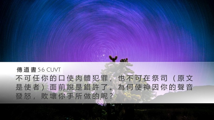 傳 道 書 5:6 CUVT Bible Verse Image