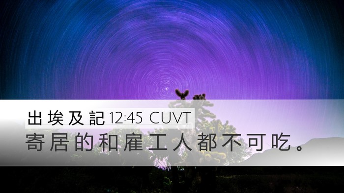 出 埃 及 記 12:45 CUVT Desktop Wallpaper - 寄 居 的 和 雇 工 人 都 不 可 吃 - Desktop Bible Verse Wallpaper