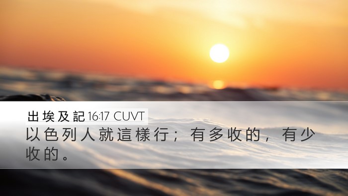 出 埃 及 記 16:17 CUVT Desktop Wallpaper - 以 色 列 人 就 這 樣 行 ； 有 多 收 - Desktop Bible Verse Wallpaper