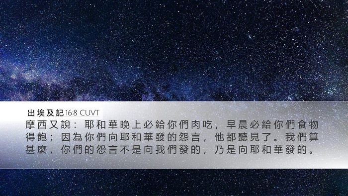 出 埃 及 記 16:8 CUVT Bible Verse Image