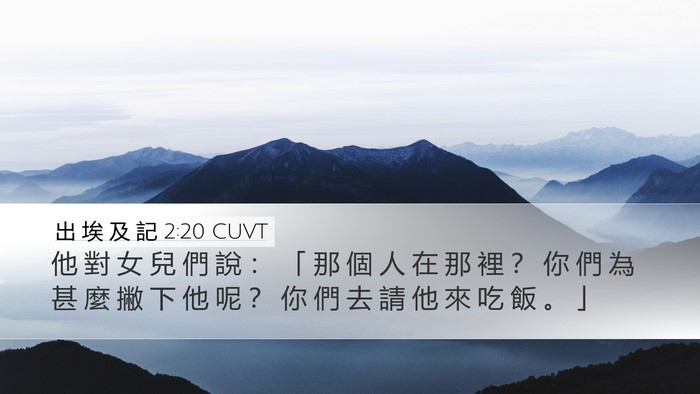 出 埃 及 記 2:20 CUVT Desktop Wallpaper - 他 對 女 兒 們 說 ： 「 那 個 人 在 - Desktop Bible Verse Wallpaper